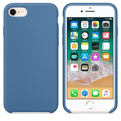 Силиконовый чехол голубой для Apple iPhone SE (2020) - фото 1 - id-p129537971