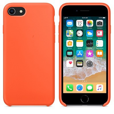 Силиконовый чехол оранжевый для Apple iPhone SE (2020) - фото 1 - id-p129537974
