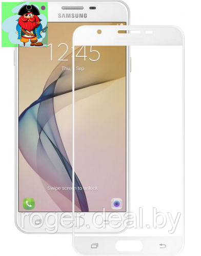 Защитное стекло для Samsung Galaxy J5 Prime G570 3D (проклейка по контуру), цвет: белый - фото 1 - id-p129571838