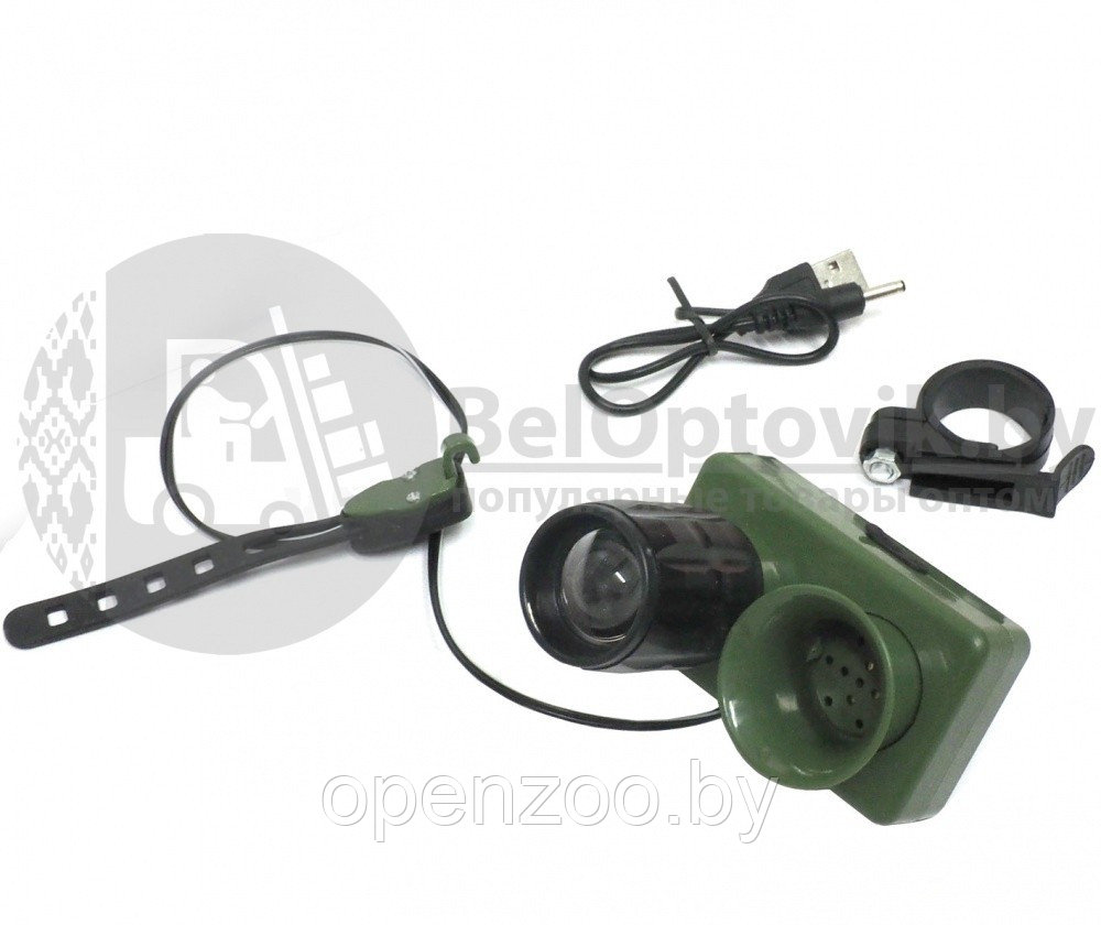 Фонарь передний Гудок (Пугатель собак) YZ-2288 на аккумуляторе для электросамокатов и велосипедов Зеленый - фото 5 - id-p129573372