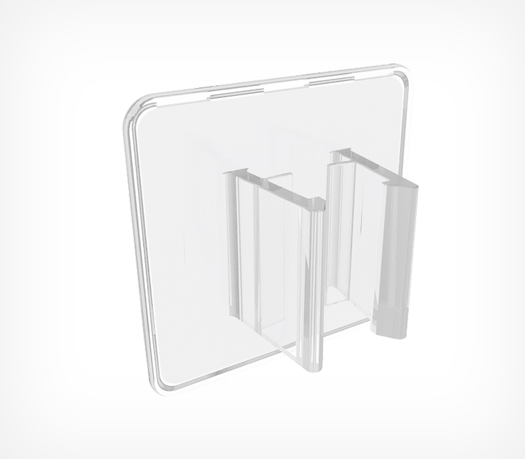 Клипса для крепления пластиковых рамок больших форматов под углом 90° к поверхности