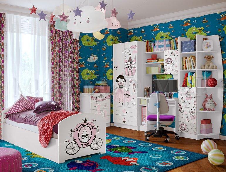 Детская комната Юниор-2 Принцесса - Белая с рисунком