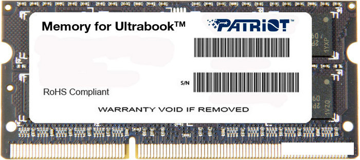 Оперативная память Patriot Memory for Ultrabook 4GB DDR3 SO-DIMM PC3-12800 (PSD34G1600L2S) - фото 1 - id-p129695054