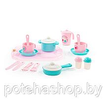Набор детской посуды "Хозяюшка" с подносом на 2 персоны (V4) (19 элементов) (в сеточке), фото 2