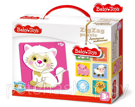 Пазлы макси ЗИГЗАГ "Домашние животные" BABY TOYS (18 эл), арт. 02500, фото 2