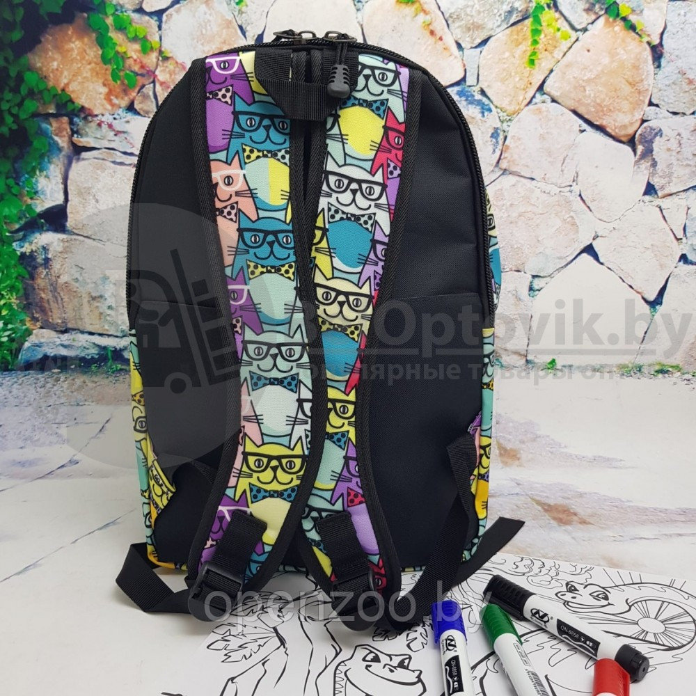 Рюкзак молодежный (школьный) с принтом. Ткань оксфорд Единорог, черный - фото 5 - id-p116897147