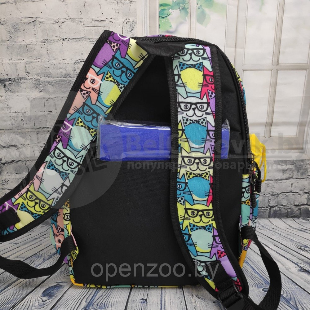 Рюкзак молодежный (школьный) с принтом. Ткань оксфорд Единорог, черный - фото 6 - id-p116897147