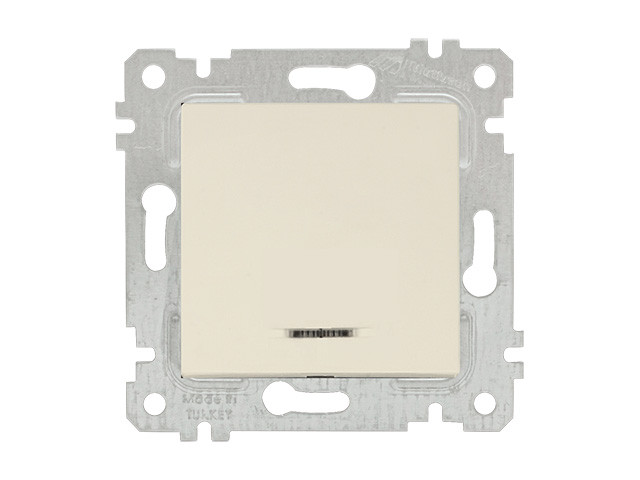 Выключатель 1-клав. (с подсветкой, скрытый, без рамки, винт. зажим) кремовый, RITA, MUTLUSAN