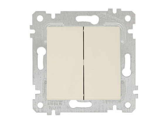 Выключатель 2-клав. (скрытый, без рамки, винт. зажим) кремовый, RITA, MUTLUSAN (10 A, 250 V, IP 20), фото 2