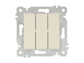 Выключатель 3-клав. (скрытый, без рамки, винт. зажим) кремовы, RITA, MUTLUSAN (10 A, 250 V, IP 20)