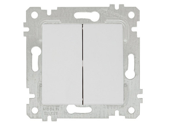Выключатель 2-клав. (скрытый, без рамки, пруж. зажим) белый, RITA, MUTLUSAN (10 A, 250 V, IP 20), фото 2