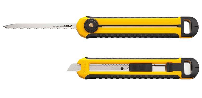 Мини ножовка OLFA по гипсокартону, полотно 95мм, нож AUTO LOCK с сегментированным лезвием 12,5мм, 2в1