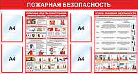 Стенд по пожарной безопасности карманы А4 и 2 плаката по пожарной безопасности