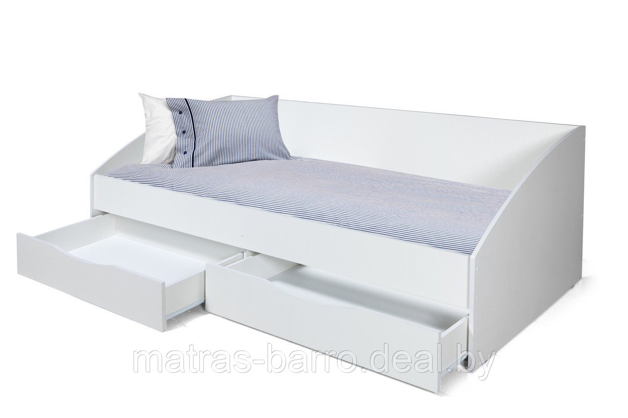 Односпальная кровать Фея-3 с ящиками дуб беленый (спальное место 90х200 см) - фото 2 - id-p129817146