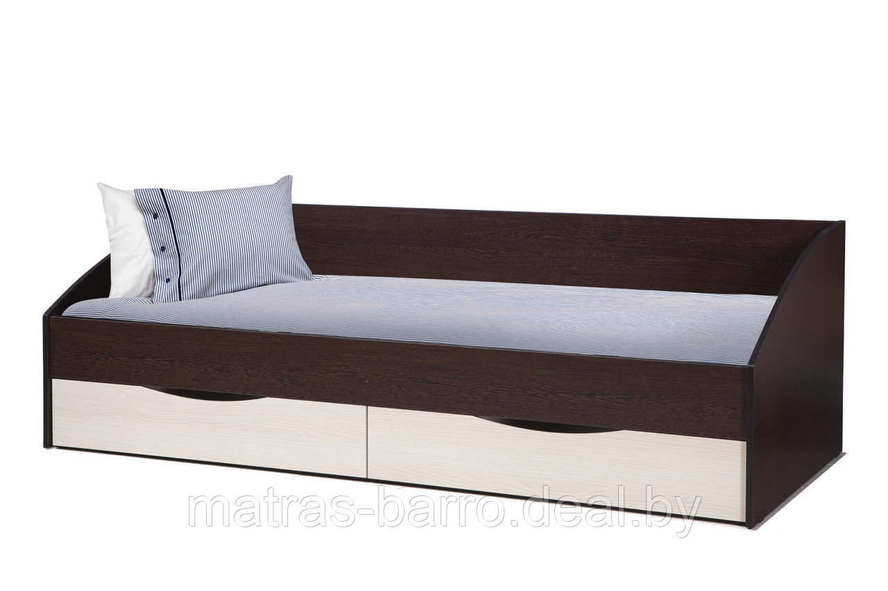 Односпальная кровать Фея-3 с ящиками венге/вудлайн кремовый