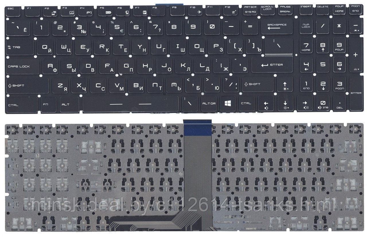 Клавиатура для ноутбука MSI GS60, GS70, GP62, GL72, GE72, GT72 черная, без рамки - фото 1 - id-p101236888