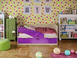 Кровать Бабочка 1,6 м - Дуб / фиолетовый металлик