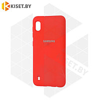 Soft-touch бампер KST Silicone Cover для Samsung Galaxy A01 (A015) 2020 красный с закрытым низом