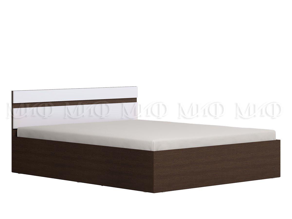 Кровать Ким 1,4 м - Белый глянец / Венге