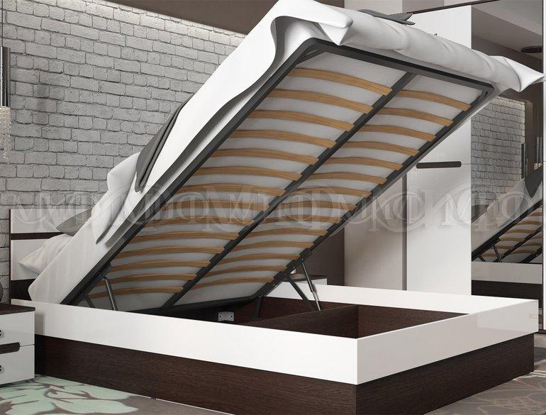 Кровать Ким 1,6 м с ПМ - Белый глянец / Венге - фото 2 - id-p129868818