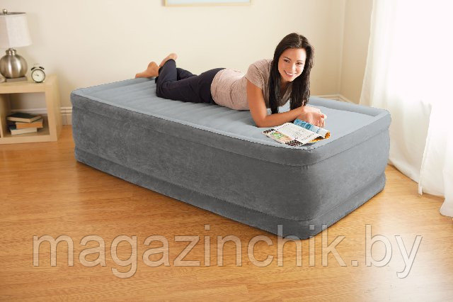 Надувная односпальная кровать Интекс 64412 99х191х46 см со встроенным насосом 220В, Intex - фото 1 - id-p8997097