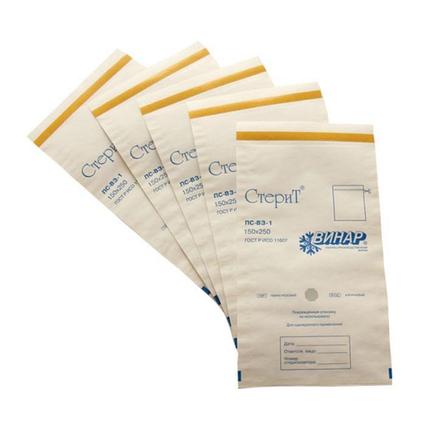 КРАФТ-ПАКЕТЫ 100*200 (100шт в упаковке) белые для паровой и воздушной стерилизации