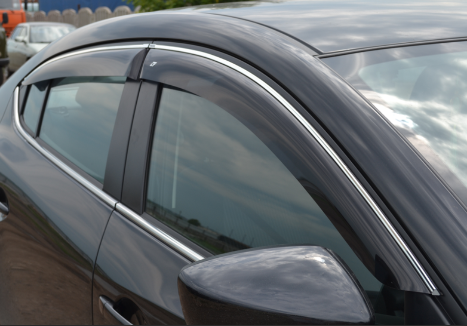 Дефлекторы боковых окон (с хром. молдингом) для Mazda 6 седан (2013-2018) № M22412CR - фото 1 - id-p74385837