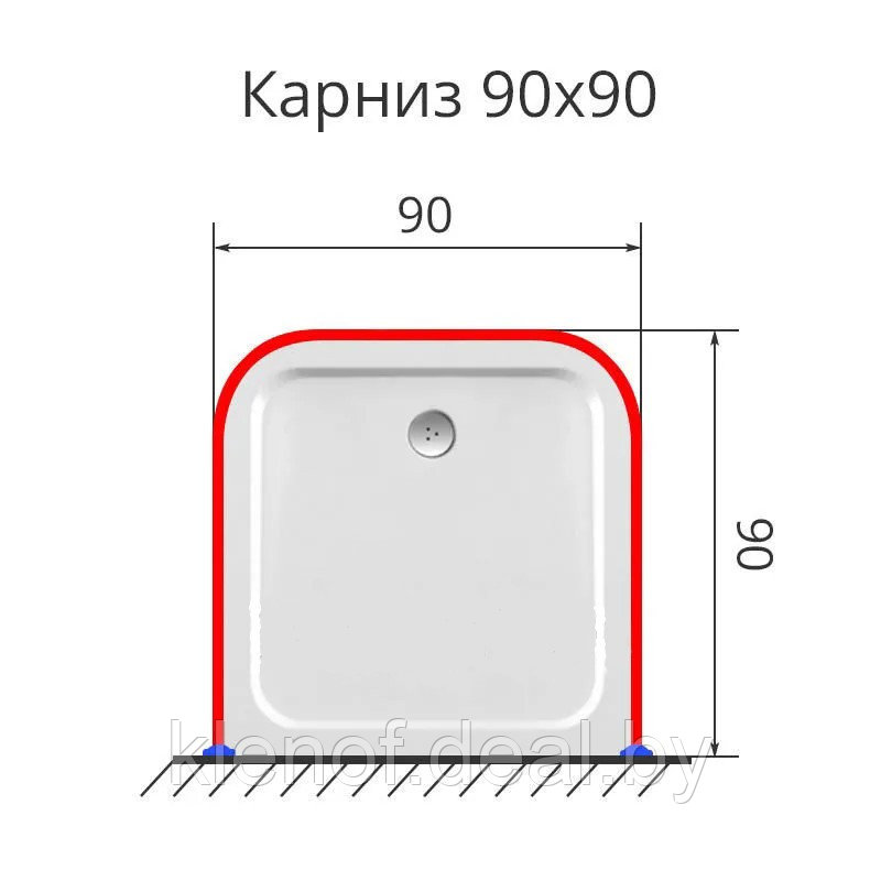 Карниз для поддона П образный 90х90 нержавеющая сталь - фото 1 - id-p129935017