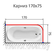 Карниз для ванны Г образный 170х75 нержавеющая сталь