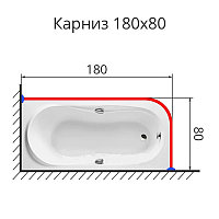 Карниз для ванны Г образный 180х80 нержавеющая сталь