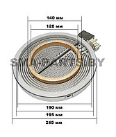 Конфорка (блин нагрева) стеклокерамической варочной поверхности 10.59211.004 195/120 мм