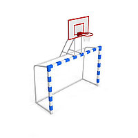 Ворота мини-футбольные на стаканах с фанерным баскетбольным щитом.