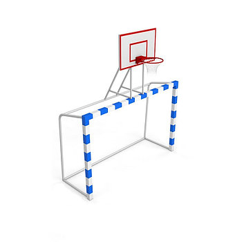 Ворота мини-футбольные на стаканах с фанерным баскетбольным щитом.