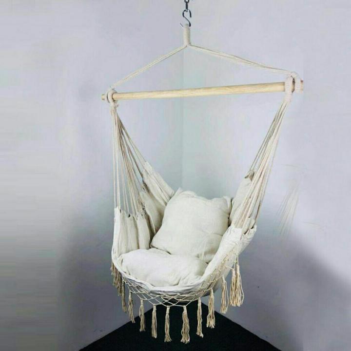 Подвесной гамак-кресло хлопковое с двумя подушками в комплекте