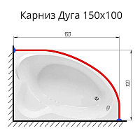 Карниз для ванны Дуга 150х100 нержавеющая сталь