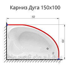 Карниз для ванны Дуга 150х100 нержавеющая сталь