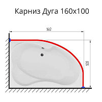 Карниз для ванны Дуга 160х100 нержавеющая сталь