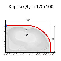 Карниз для ванны Дуга 170х100 нержавеющая сталь