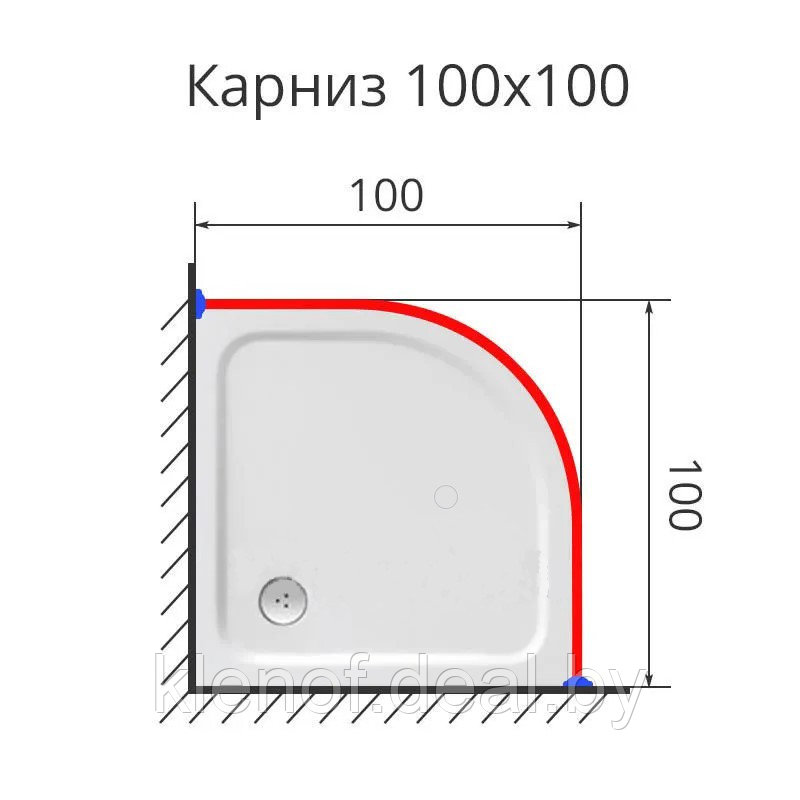 Карниз для поддона полукруглый 100х100 нержавеющая сталь - фото 1 - id-p129987428