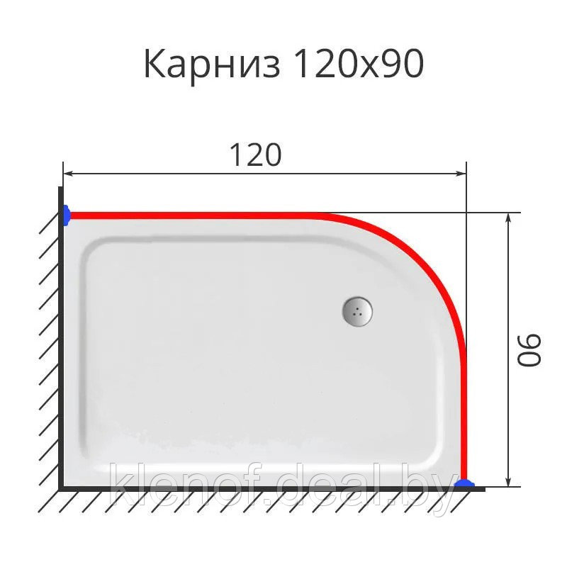 Карниз для поддона полукруглый 120х90 нержавеющая сталь - фото 1 - id-p129987429