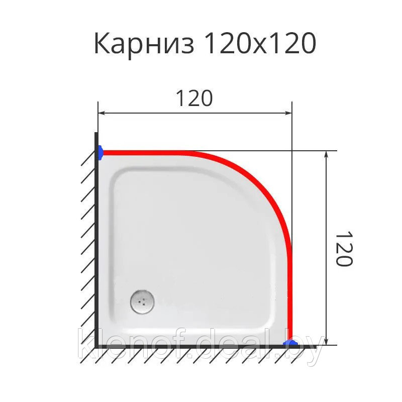 Карниз для поддона полукруглый 120х120 нержавеющая сталь - фото 1 - id-p129987430