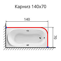 Карниз для ванны Г образный 140х70 нержавеющая сталь