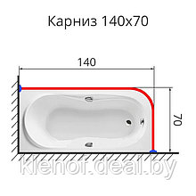 Карниз для ванны Г образный 140х70 нержавеющая сталь