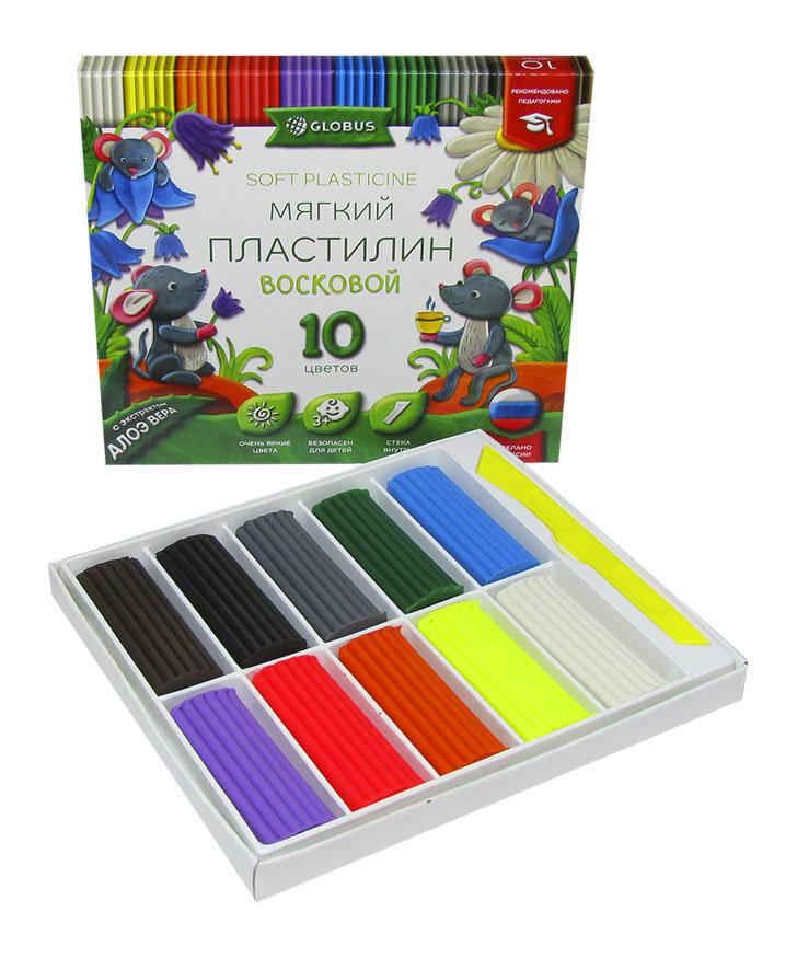 Пластилин супер мягкий восковой с экстрактом алоэ вера 10 цветов (150 грамм) ПЛ10-01МВ(работаем с юр лицами и