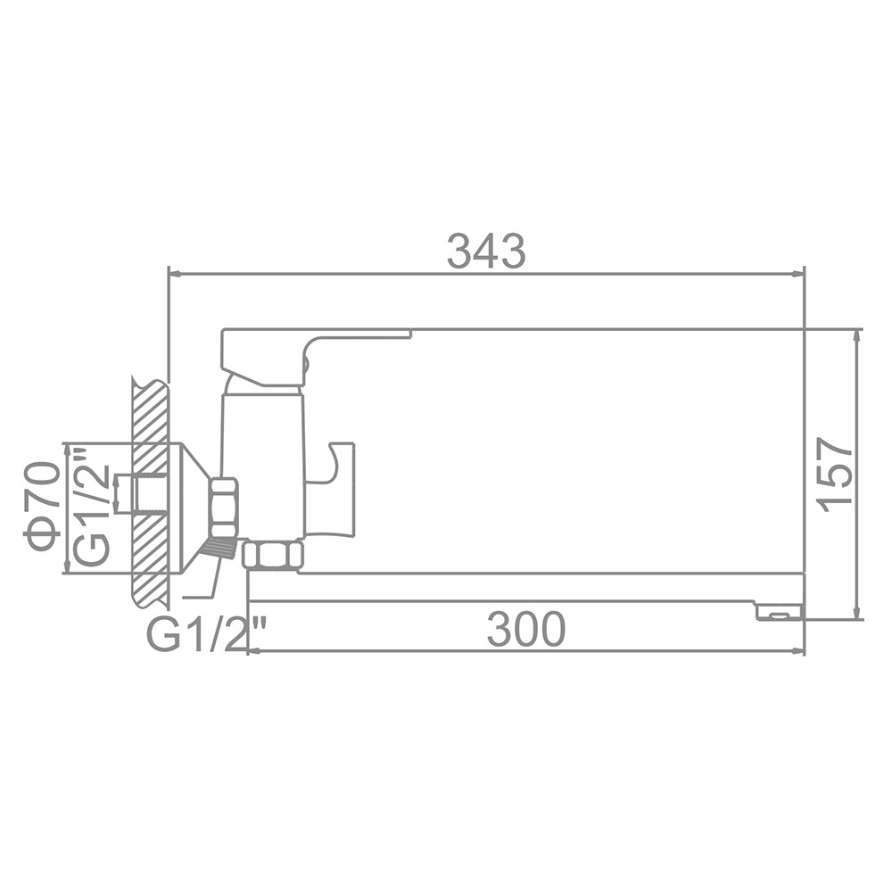 Смеситель для ванны Ledeme L2203 с длинным изливом 300 мм хром - фото 2 - id-p128635217