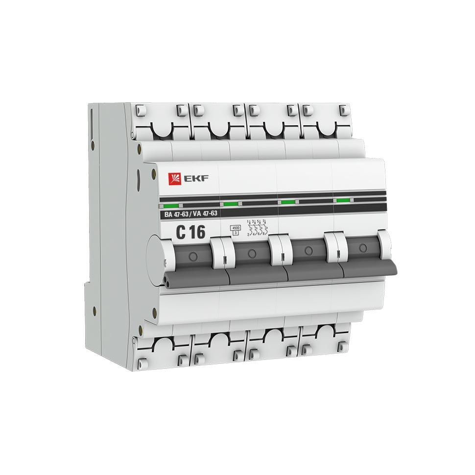 Автоматический выключатель ВА 47-63, 4Р 16А (C) 4,5кА EKF PROxima - фото 1 - id-p130034736