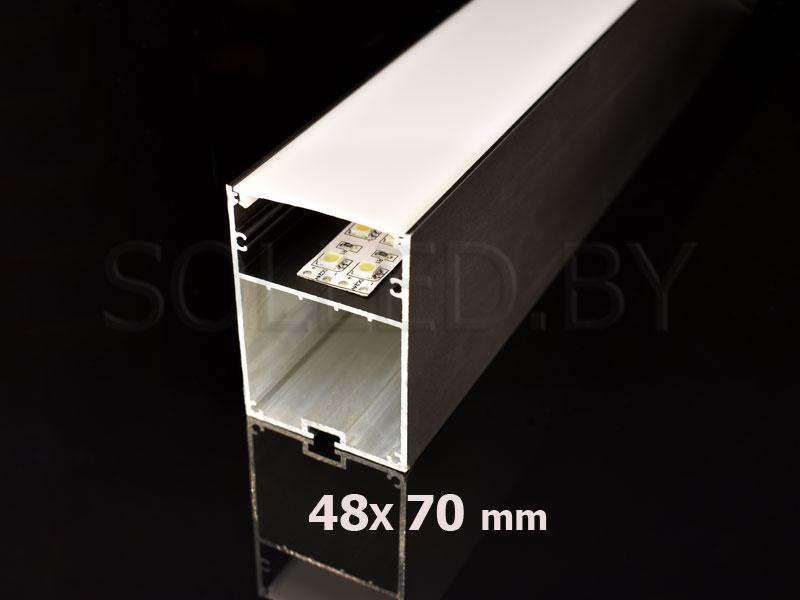 Алюминиевый профиль черный подвесной 48x70 для LED светильников (solled 4870ПЧ)