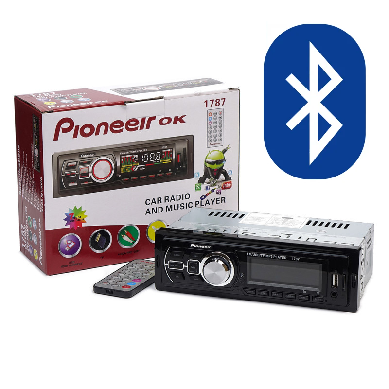 Автомагнитола Pioneeir 1787BT (Bluetooth) 7 цветов подсветки с охлаждением