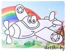 Фреска из песка с цветным фоном "Микс" Самолет - фото 1 - id-p130056700