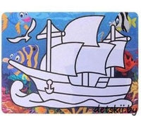 Фреска из песка с цветным фоном "Микс" Корабль